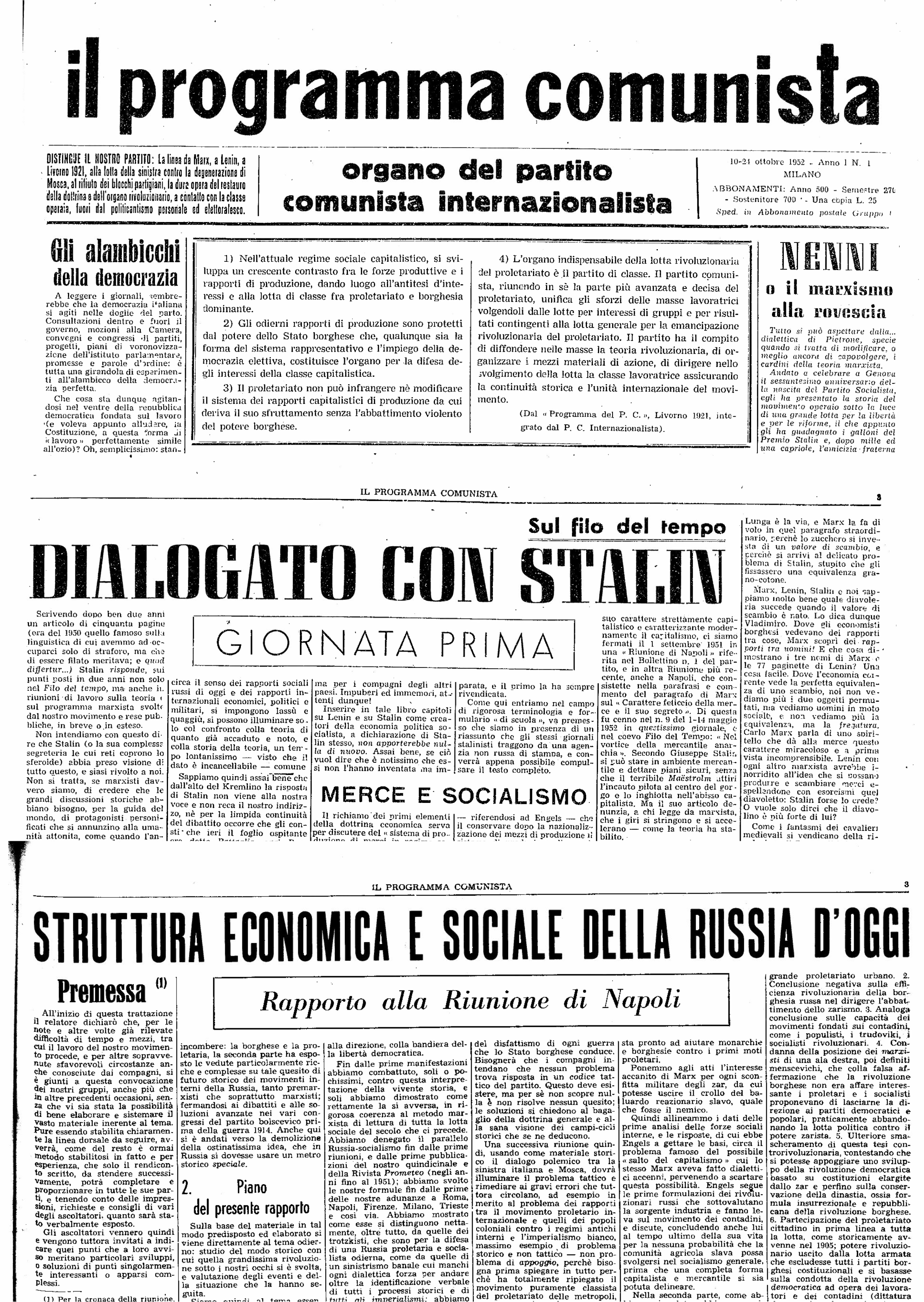 Gli articoli di Bordiga nei periodici della Sinistra comunista italiana e internazionale